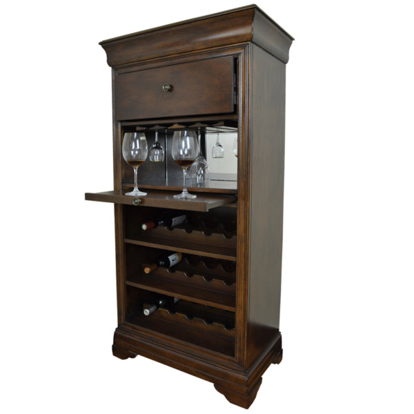 Bar Cabinet with Wine Rack - Cappuccino Finish - Man Cave Boutique