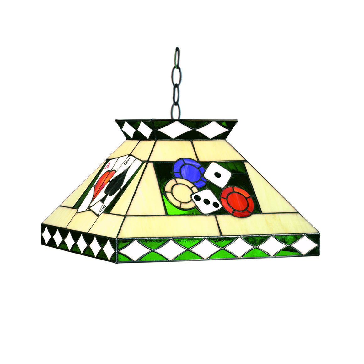 Billiards & Poker Stained Glass Pendant Light 18"x14" - Man Cave Boutique