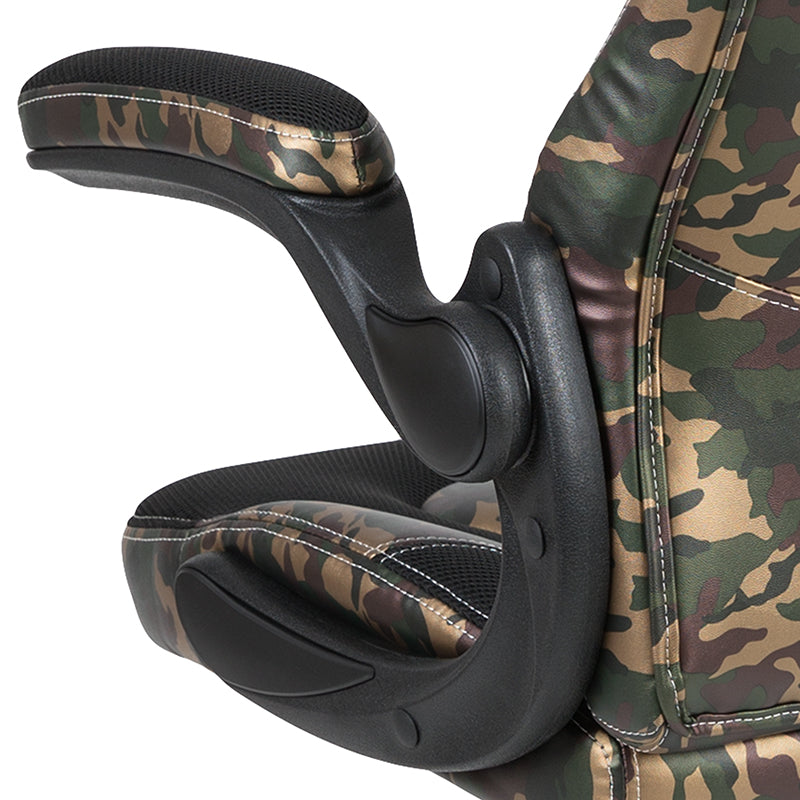 Gaming Chair Racing Style Ergonomic Adjustable Swivel Chair w/ Flip-up Arms - Camoflage - Man Cave Boutique