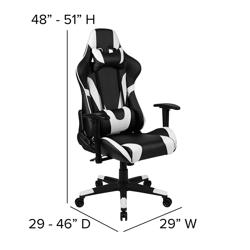 Gaming Racing Ergonomic Computer Chair - X20 Blk/White - Man Cave Boutique