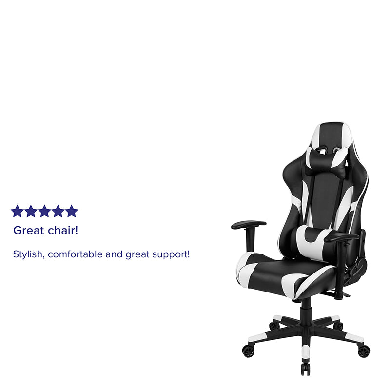 Gaming Racing Ergonomic Computer Chair - X20 Blk/White - Man Cave Boutique