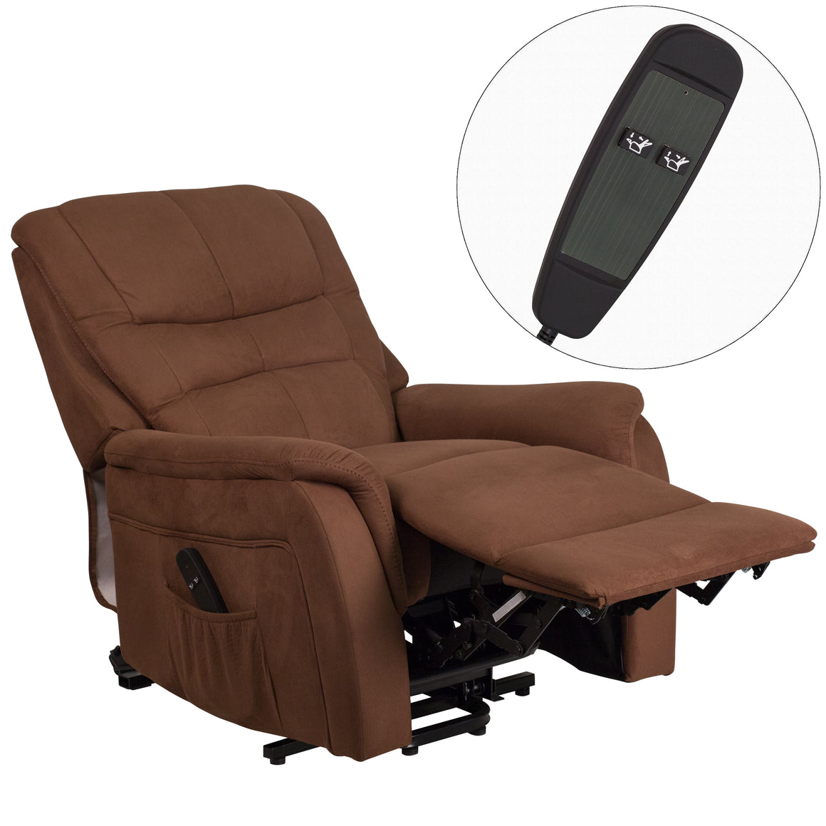 Power Lift Assist Recliner Chair Contemporary Style - Brown Microfibre - Man Cave Boutique