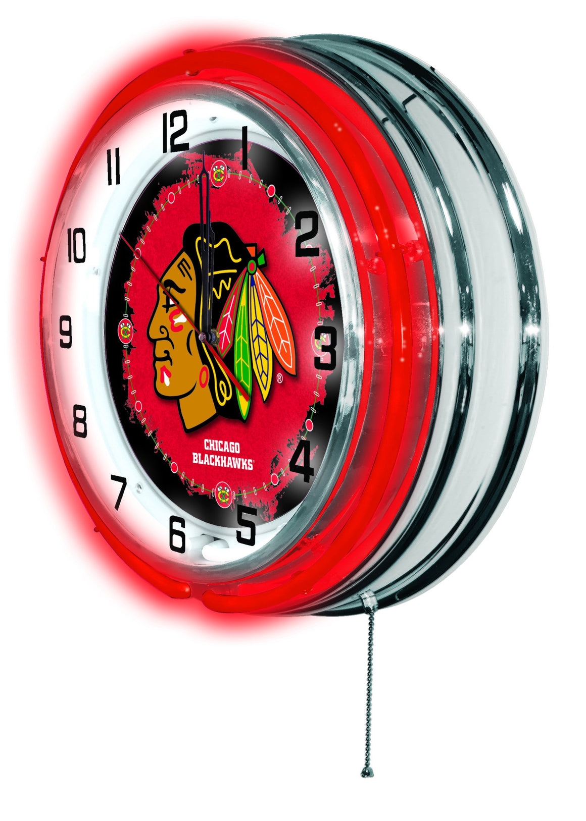 19" Chicago Blackhawks NHL Red Logo Neon Wall Clock - Man Cave Boutique