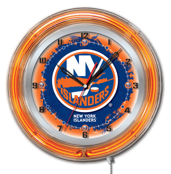 19" New York Islanders NHL Logo Neon Wall Clock - Man Cave Boutique