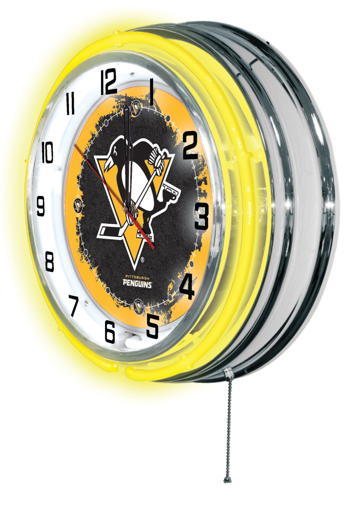 19" Pittsburgh Penguins NHL Logo Neon Wall Clock - Man Cave Boutique