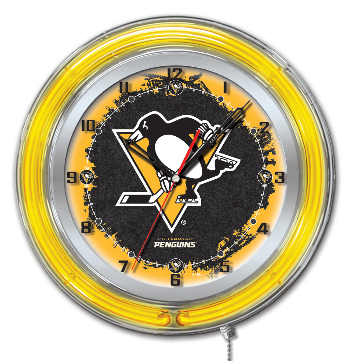 19" Pittsburgh Penguins NHL Logo Neon Wall Clock - Man Cave Boutique