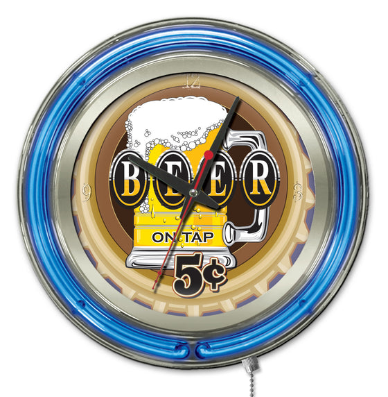 15" Beer 5 Cents Neon Clock - Man Cave Boutique