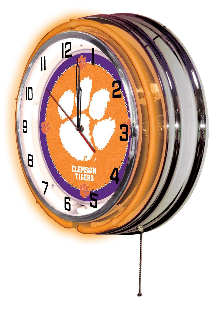 19" Clemson University Tigers Logo Clock - Man Cave Boutique