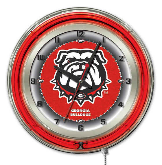 19" Clock Georgia Bulldogs Logo Neon Clock - Man Cave Boutique