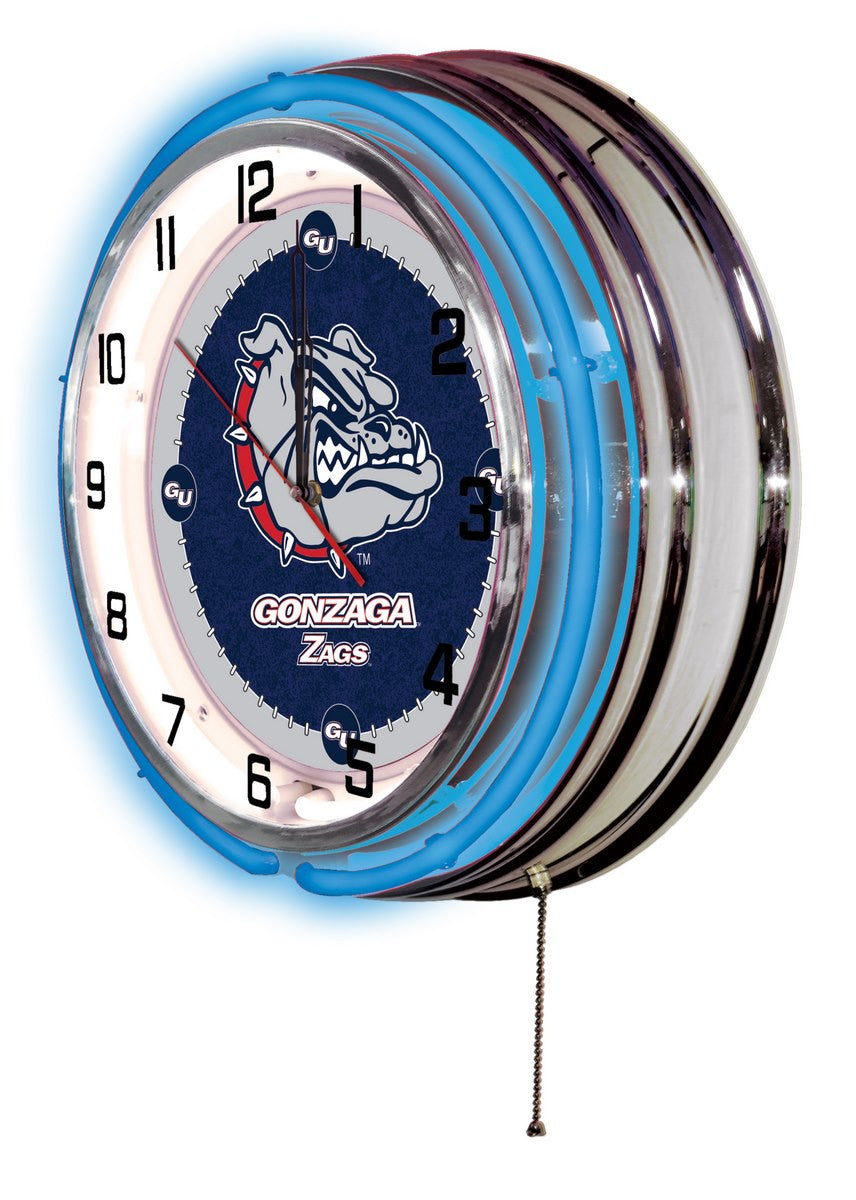 19" Gonzaga University Neon Logo Clock - Man Cave Boutique