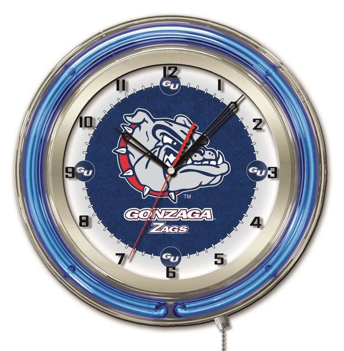 19" Gonzaga University Neon Logo Clock - Man Cave Boutique