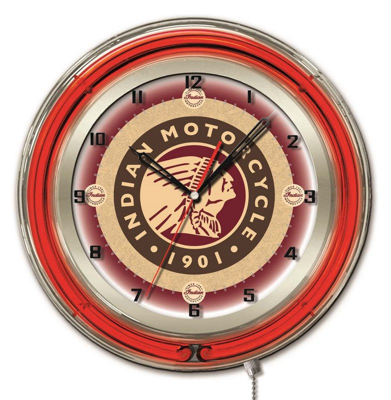 19" Clock Indian Motorcycle Neon Clock - Man Cave Boutique