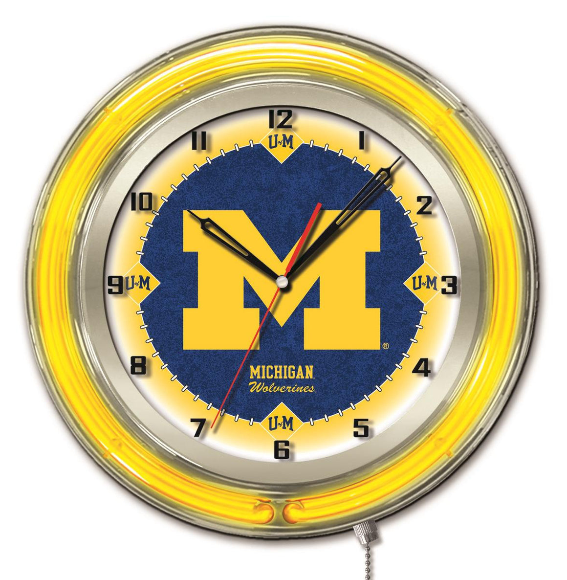 19" Clock University of Michigan Logo Neon Clock - Man Cave Boutique