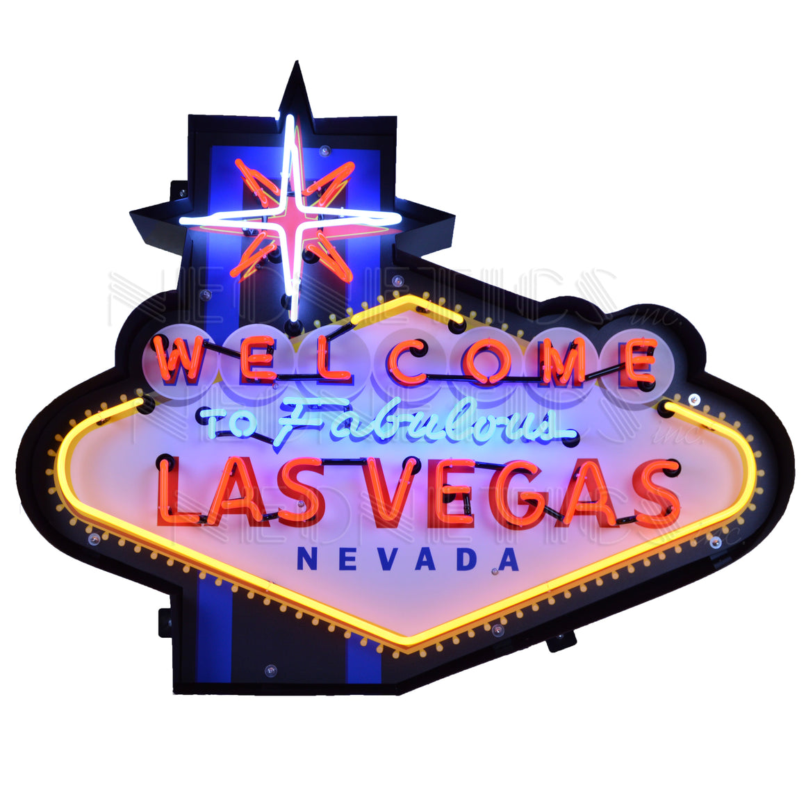 FABULOUS LAS VEGAS Neon Sign In Shaped Steel Can 39"W x 33"H - Man Cave Boutique