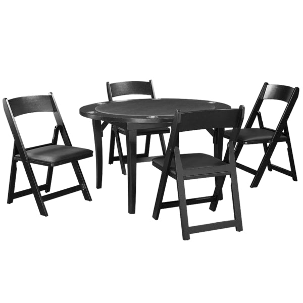 Poker & Gaming Folding Wood Table with Black Finish - Man Cave Boutique