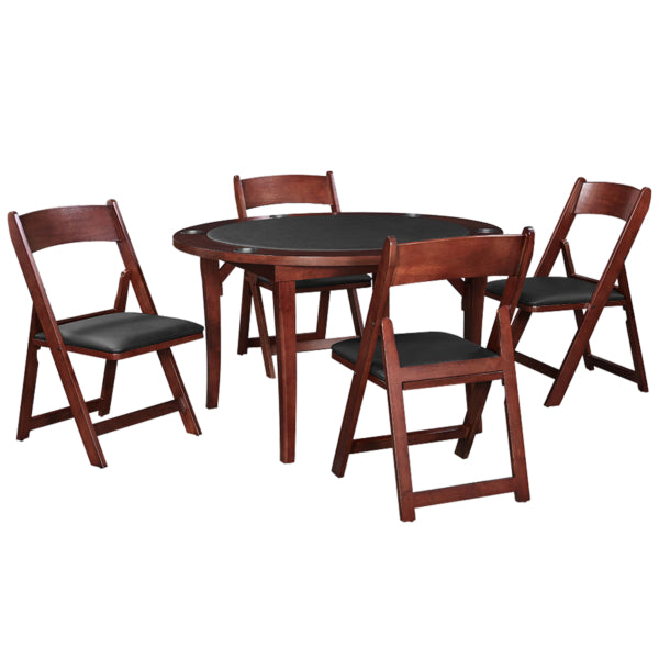 Poker & Gaming Folding Wood Table with English Tudor Finish - Man Cave Boutique