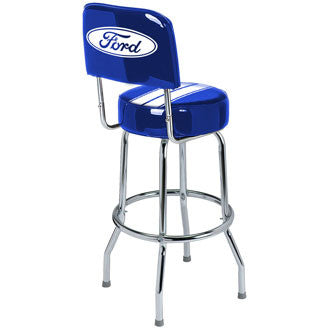 Ford Stripes Bar Stool with Backrest - Man Cave Boutique