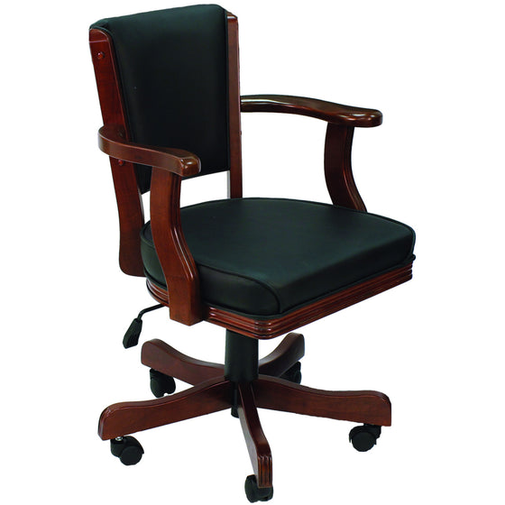 Swivel Gaming Chair Solid Wood with English Tudor Finish - Man Cave Boutique
