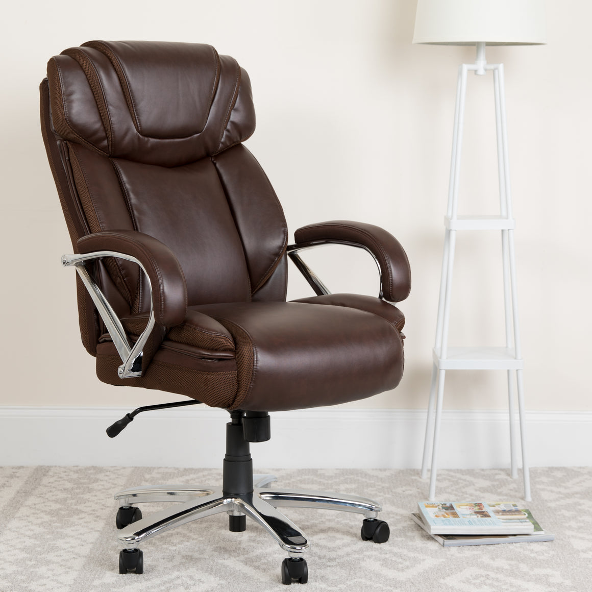 Hercules 500 LB. Capacity Big & Tall Brown Leather Executive Chair - Man Cave Boutique