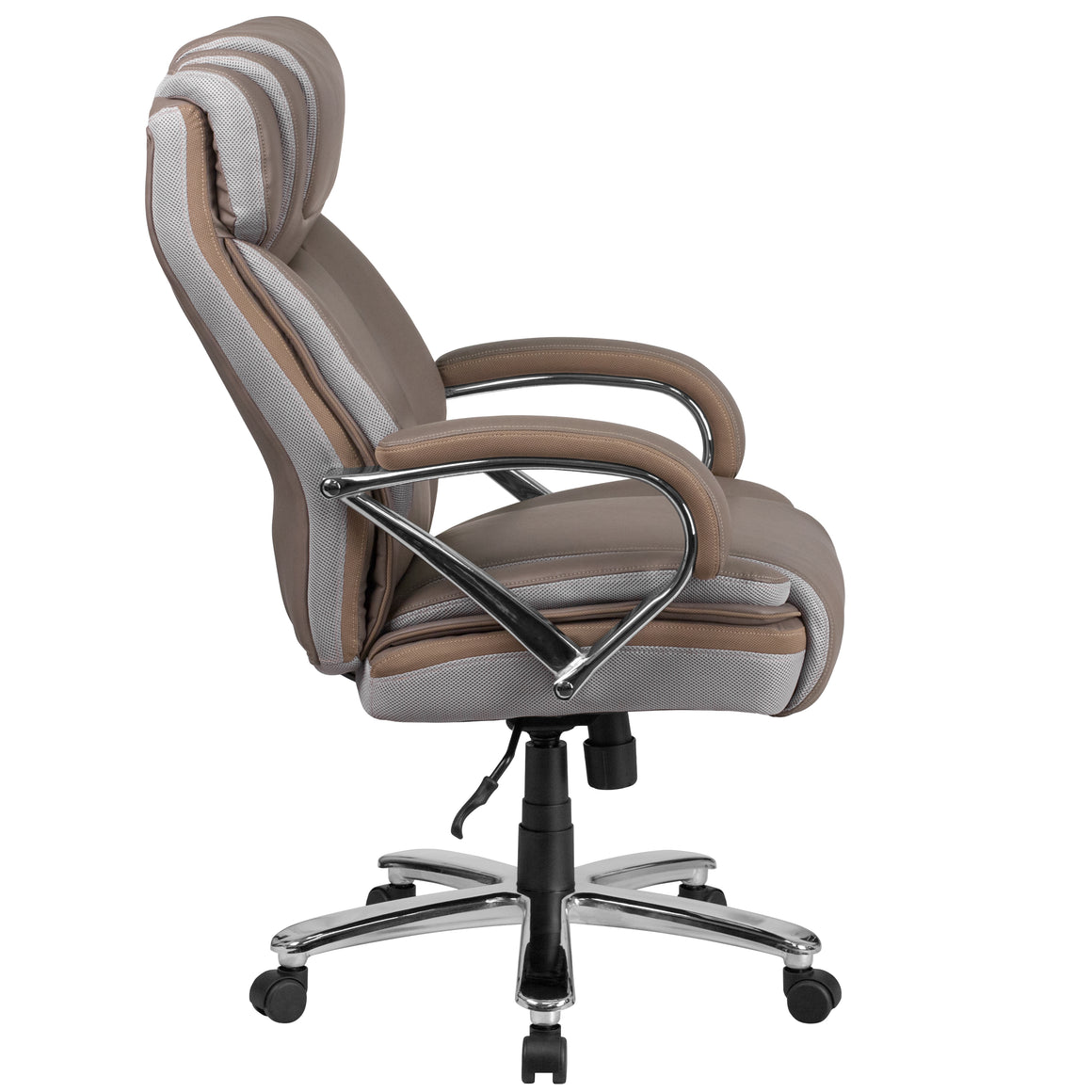 Hercules 500 LB. Capacity Big & Tall Taupe Leather Office Chair - Man Cave Boutique