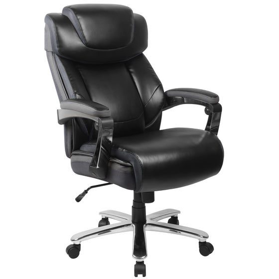 Hercules 500 Lb. Capacity Big & Tall Black Leather Executive Chair - Man Cave Boutique
