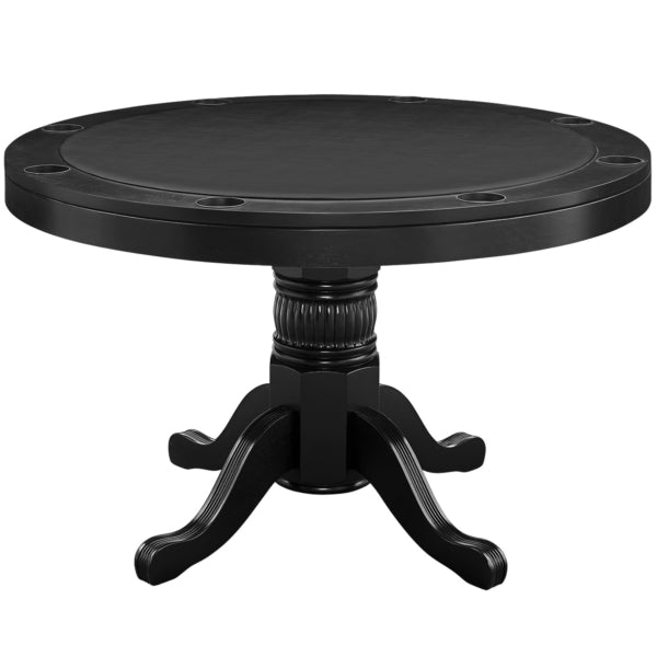 2 in 1 Poker & Dining Table - Round 48"D X 30"H Black Finish - Man Cave Boutique
