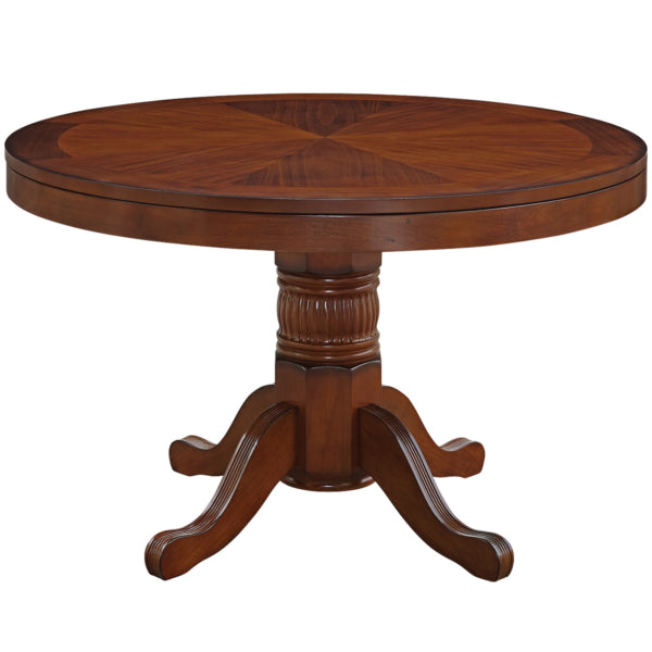 2 in 1 Poker & Dining Table 48" Top Solid Wood Chestnut Finish - Man Cave Boutique