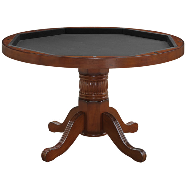 2 in 1 Poker & Dining Table 48" Top Solid Wood Chestnut Finish - Man Cave Boutique