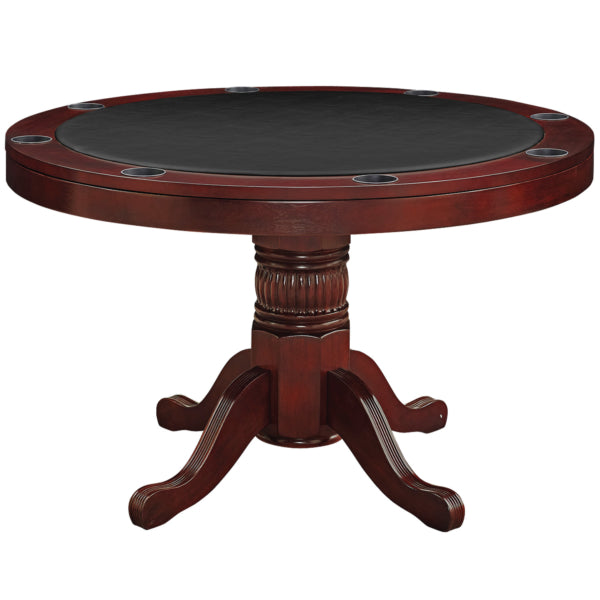 2 in 1 Poker & Dining Table 48" Top Solid Wood English Tudor Finish - Man Cave Boutique
