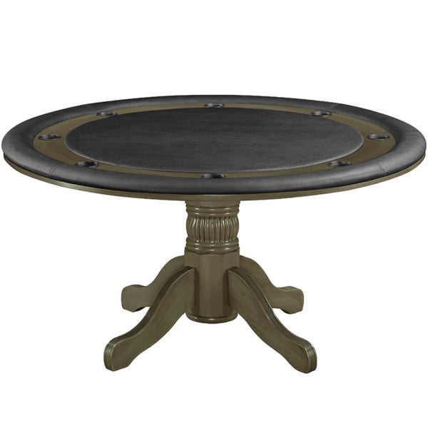 2 in 1 Poker Table Round Solid Wood Slate Finish 60×60×30 in - Man Cave Boutique