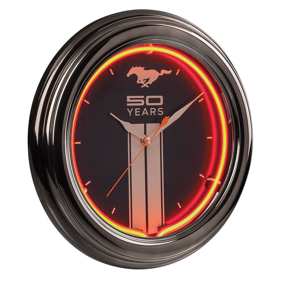 Ford Mustang Fifty Years 14.5" Neon Clock - Man Cave Boutique