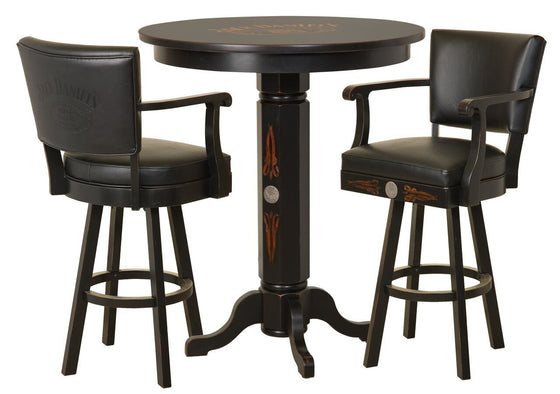 Jack Daniel's ® Old No. 7 Brand Wood Pub Table with 2 Bar Stools Set - TN Charcoal finish - Man Cave Boutique