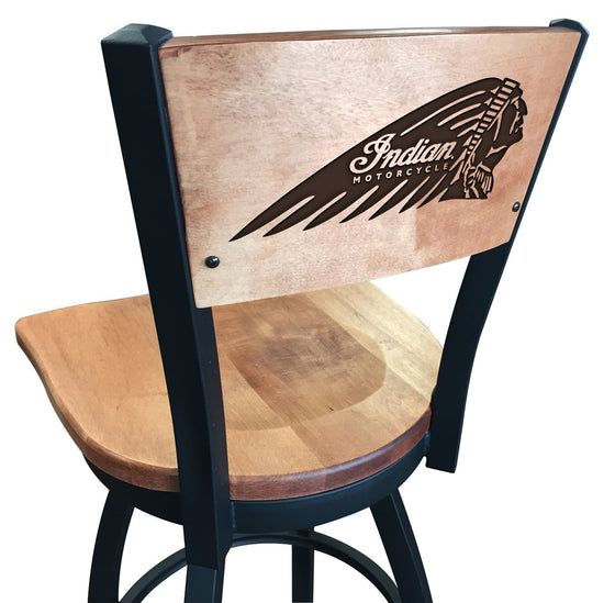 Indian Motorcycle Logo Engraved Wood Bar Stool - Man Cave Boutique