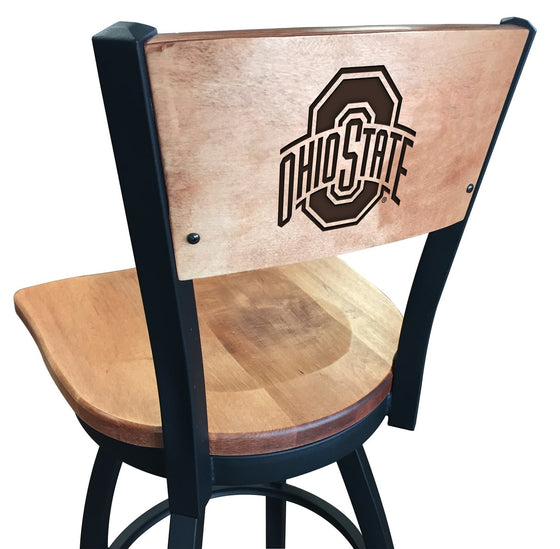 Ohio State Logo Laser Engraved Bar Stool Maple Wood Bar Stool - Man Cave Boutique