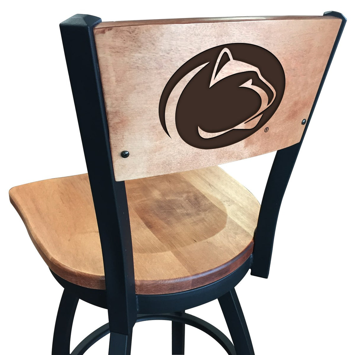 Penn State Logo Engraved Wood Bar Stool - Man Cave Boutique