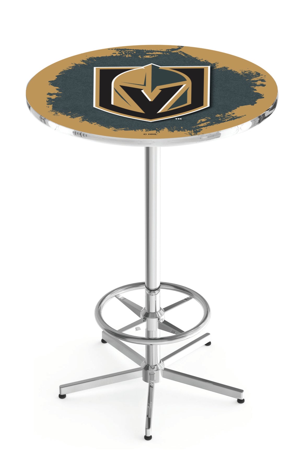 Vegas Golden Knights NHL Logo Pub Table - Chrome Base 42"H - Man Cave Boutique