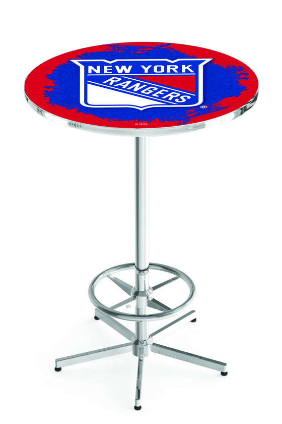 New York Rangers NHL Logo Pub Table - Chrome Base 42"H - Man Cave Boutique