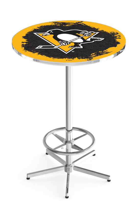 Pittsburgh Penguins NHL Logo Pub Table - Chrome Base 42"H - Man Cave Boutique