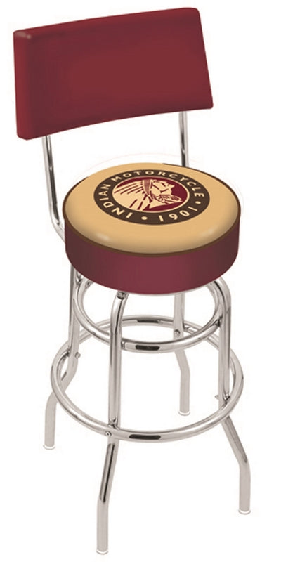Indian Motorcycle Logo Bar Stool w/Seat Back - Man Cave Boutique