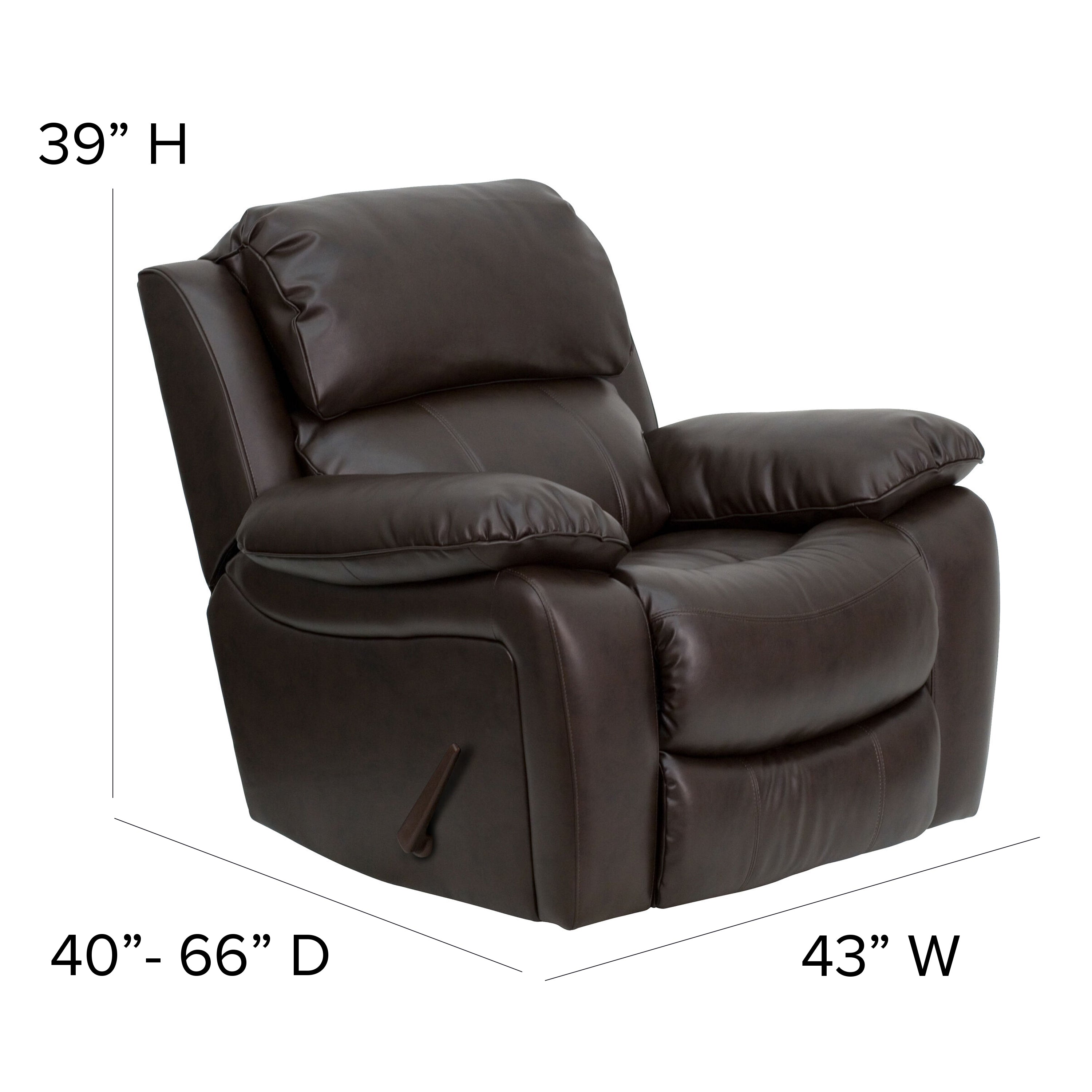Brown Leather Rocker Recliner Super Plush Man Cave Boutique