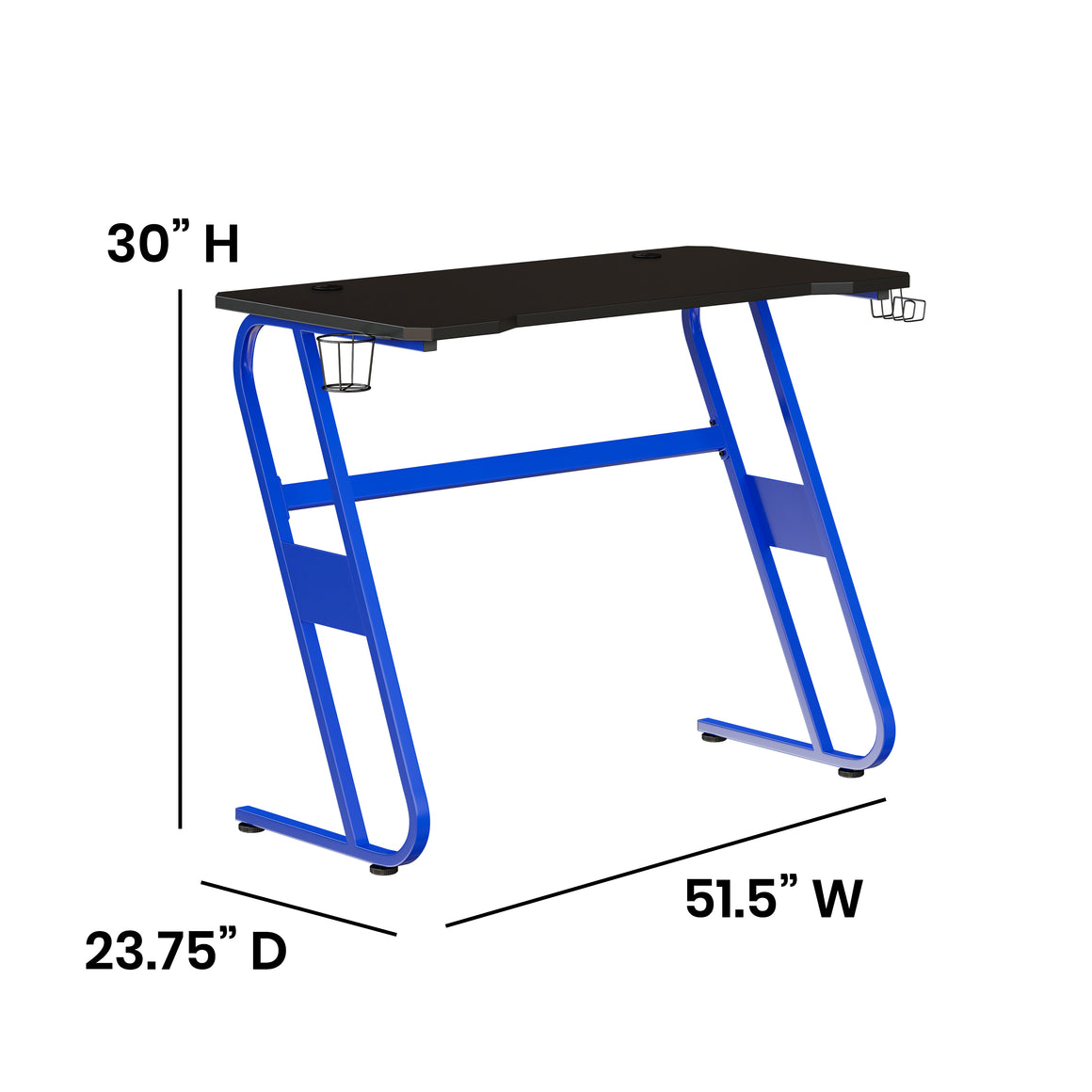 Gaming Desk with Cup Holder and Headphone Hook - Blue - Man Cave Boutique