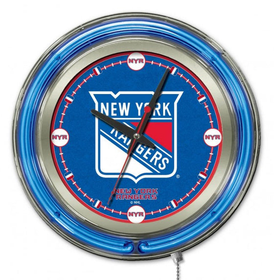 15" New York Rangers ® Logo Clock - Man Cave Boutique
