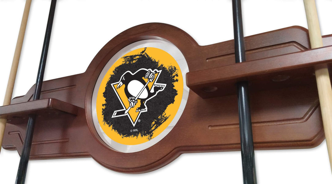 Pittsburgh Penguins NHL Logo Pool Cue Rack - Man Cave Boutique
