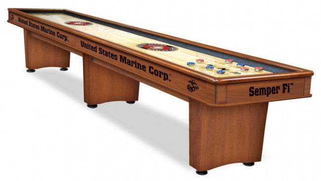 US Marines 12' Shuffleboard Table - Man Cave Boutique