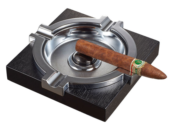 Cigar Ashtray Stadium Dard Wood and Metal Square - Man Cave Boutique