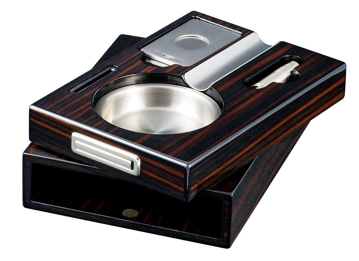 Cigar Ashtray Drawer Single Cigar Iron Wood Finish - Man Cave Boutique