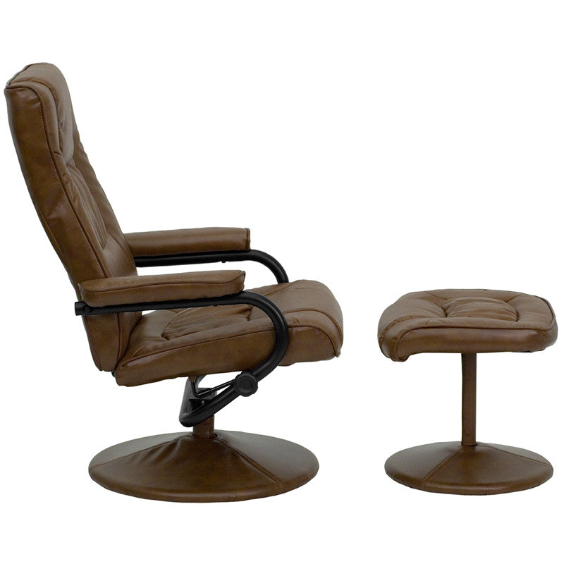 Contemporary Palimino Leather Recliner & Ottoman - Man Cave Boutique