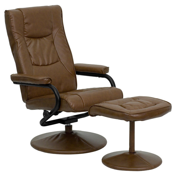 Contemporary Palimino Leather Recliner & Ottoman - Man Cave Boutique