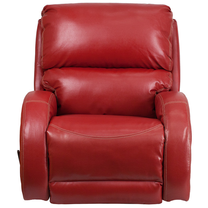 Contemporary TY Red Leather Rocker Recliner - Man Cave Boutique