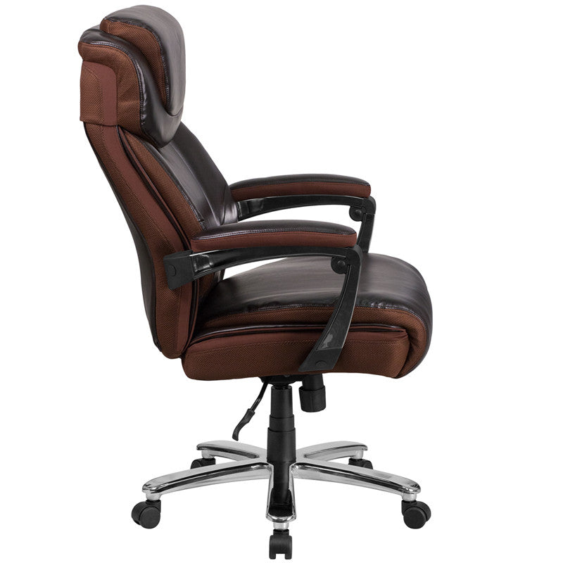 Hercules 500 LB. Capacity Big & Tall Brown Leather Office Chair - Man Cave Boutique